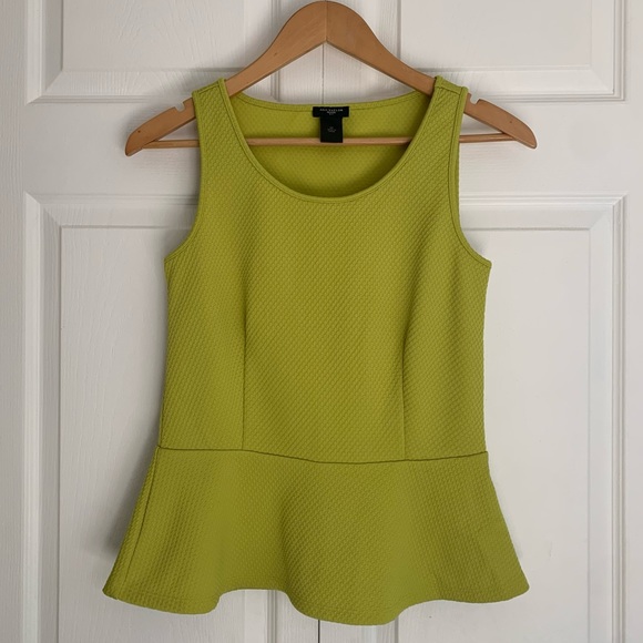 Ann Taylor Tops - Ann Taylor Textured Peplum Top w Ruffle Bottom Lime Green Size S Petite